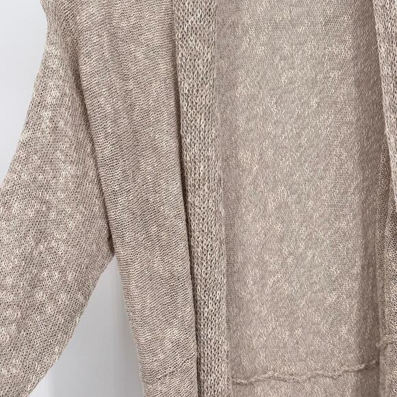 Eileen Fisher Minimalist Linen Beige Sweater Cardigan L Cottagecore Scandistyle - Picture 5 of 9